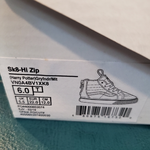Vans X Harry Potter Sk8-Hi Zip Toddler size 6 - Picture 2 of 6